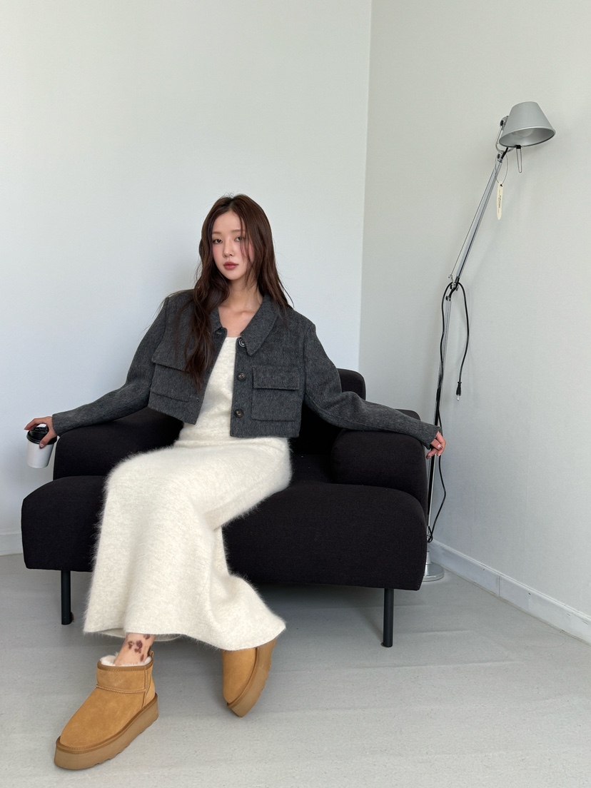 MARKE-P韓國直郵東大門代購女裝新品休閑短款大衣羊絨短款MARKE-P短款大衣