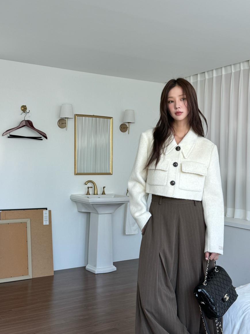 MARKE-P韓國直郵東大門代購女裝新品休閑短款大衣羊絨短款MARKE-P短款大衣
