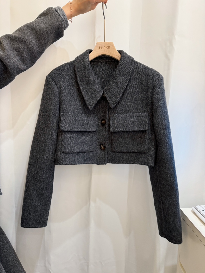 MARKE-P韓國直郵東大門代購女裝新品休閑短款大衣羊絨短款MARKE-P短款大衣圖色2