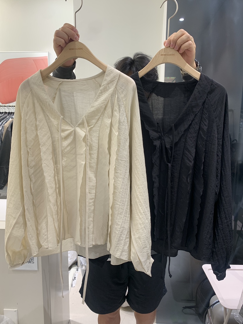 MEMO CLASSIC韓國直郵東大門代購女裝新款時尚襯衫蕾絲衫荷葉邊MEMO CLASSIC襯衫/蕾絲衫