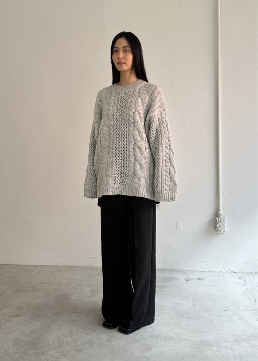 LE-PPL韓國直郵東大門代購女裝新品推薦休閑時尚24秋冬毛衣長款LE-PPL毛衣