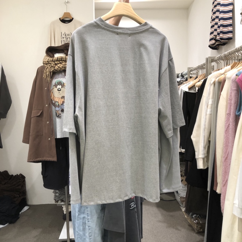 VILLABUTTON直郵韓國代購女裝新品24秋冬熱賣長袖T恤假兩件VILLABUTTON長袖T恤