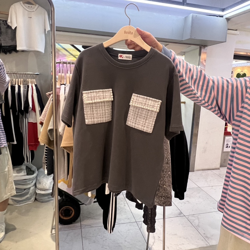 BONITA直郵韓國代購女裝新品24秋冬時尚真品推薦休閑T恤口袋BONITA-QT恤