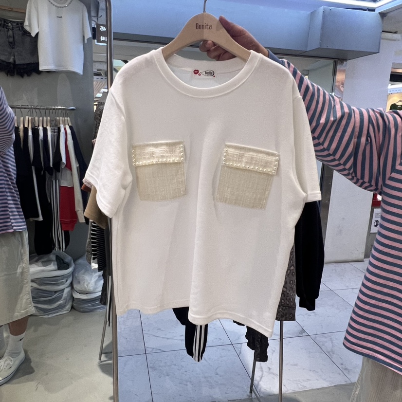 BONITA直郵韓國代購女裝新品24秋冬時尚真品推薦休閑T恤口袋BONITA-QT恤圖色3
