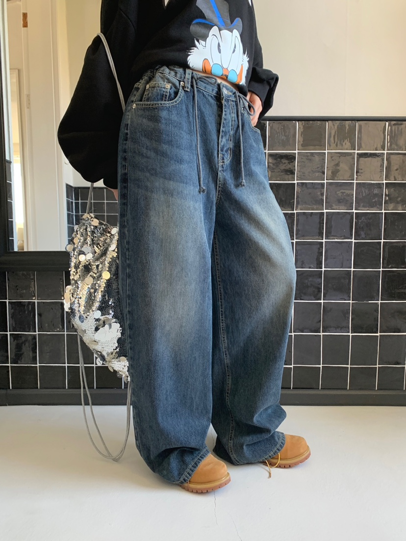 JKICHI韓國直郵東大門代購女裝新款熱賣時尚休閑職業牛仔褲EDIT牛仔褲