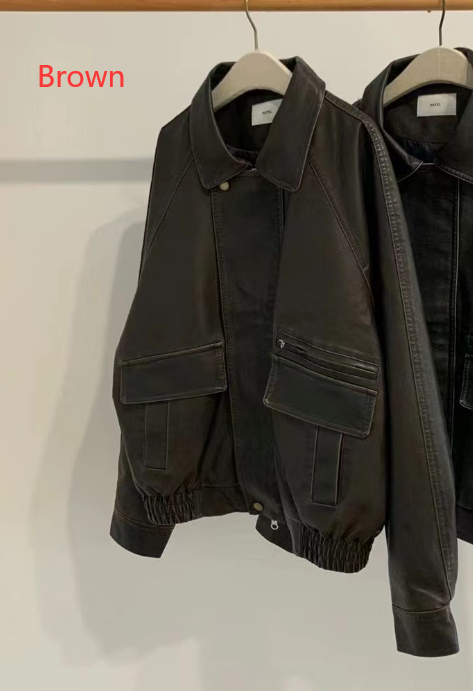RATEL韓國直郵女裝新品推薦真品職業24秋冬皮衣皮革夾克衫RATEL皮衣