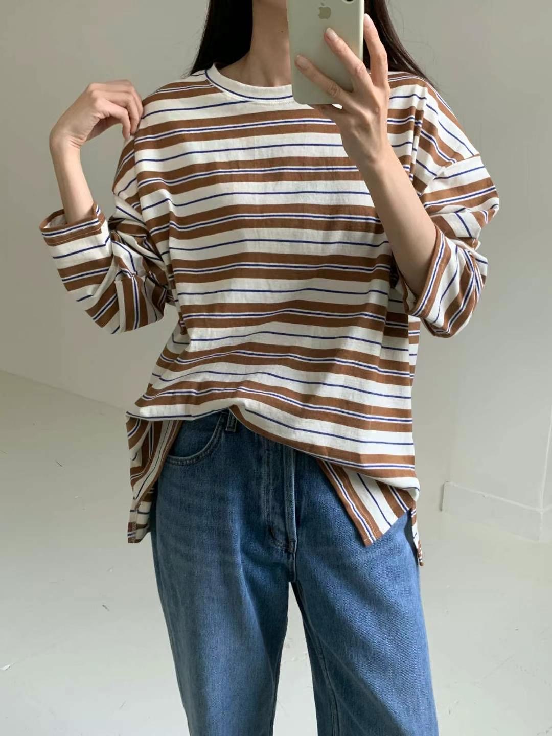 UNBOXING韓國直郵東大門代購女裝新品24秋冬休閑真品長袖T恤UNBOXING長袖T恤