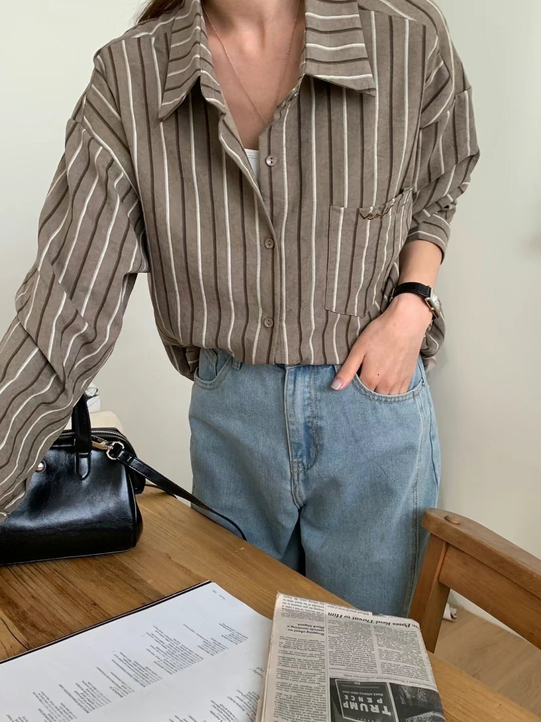 EROOM韓國直郵東大門代購女裝新款職業熱賣人氣休閑襯衫蕾絲衫EROOM襯衫/蕾絲衫