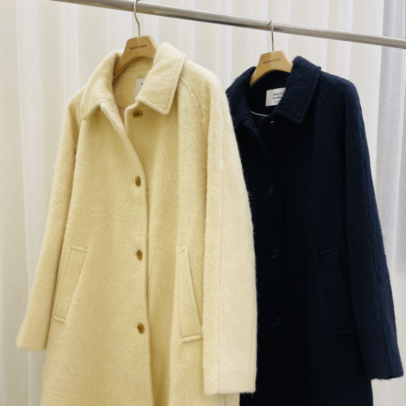 Match Studio韓國直郵東大門實拍女裝新款推薦中長款大衣含腰繩馬海毛Match Studio中長款大衣