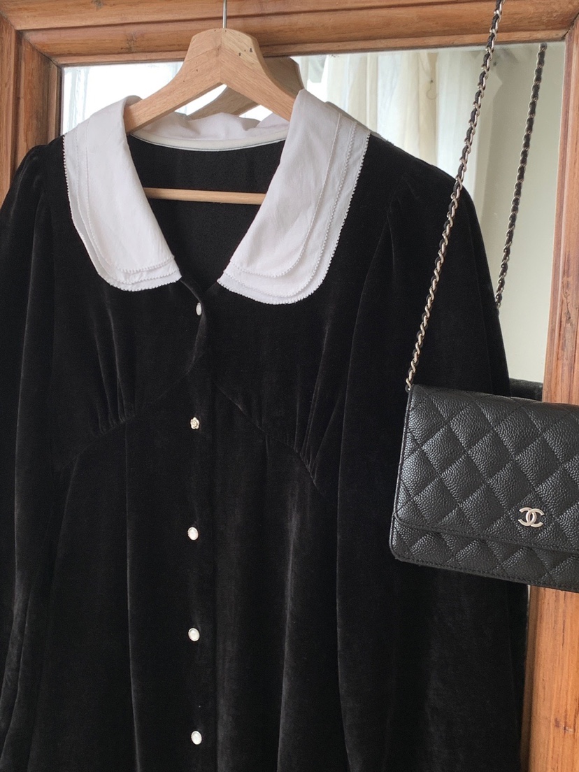 RE:OPENING韓國直郵東大門代購女裝新品時尚真品連衣裙天鵝絨RE:OPENING連衣裙