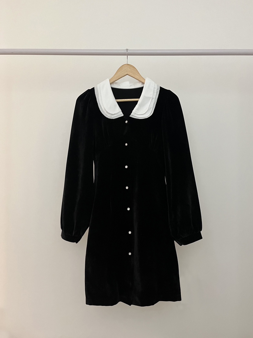 RE:OPENING韓國直郵東大門代購女裝新品時尚真品連衣裙天鵝絨RE:OPENING連衣裙圖色1