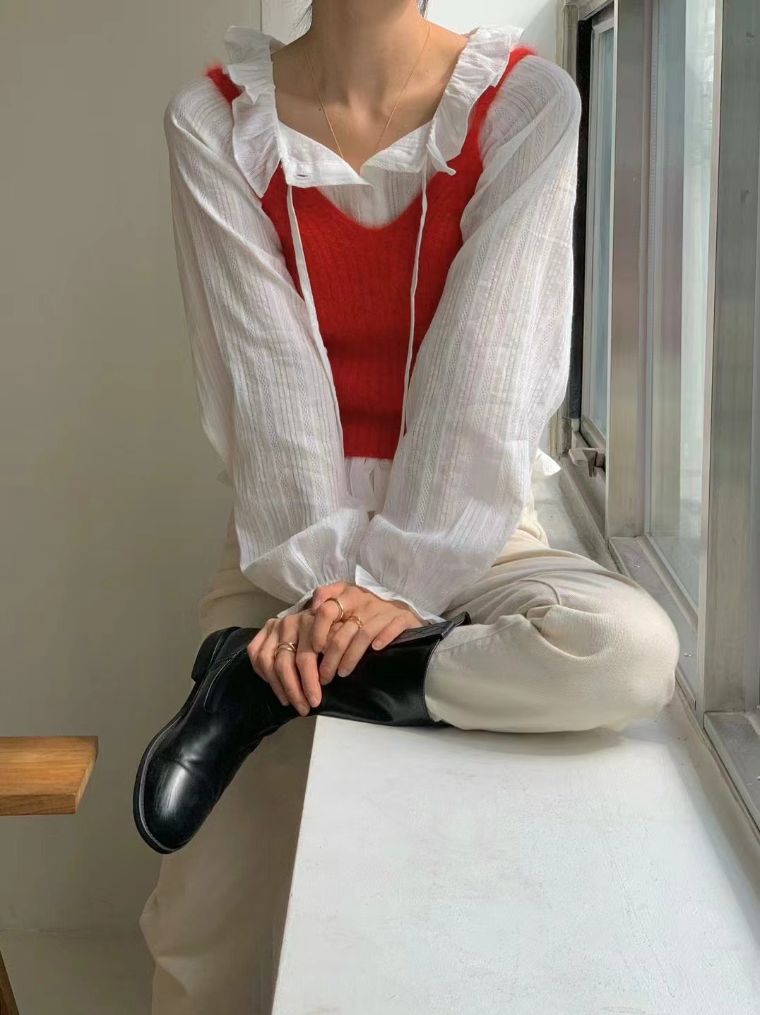 MICO韓國直郵東大門實拍女裝新品人氣時尚推薦熱賣襯衫蕾絲衫ALL OVER襯衫/蕾絲衫