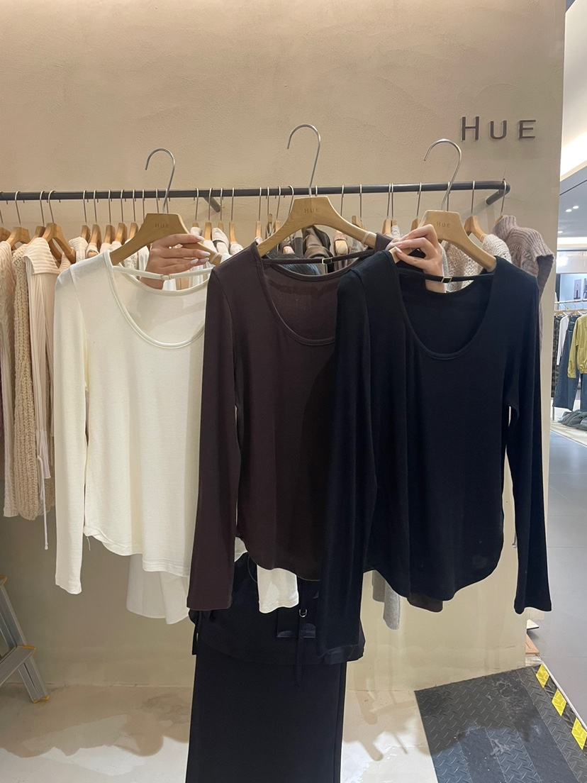 HUE直郵韓國代購女裝新款推薦人氣職業真品時尚24秋冬長袖T恤ERIA/HUE長袖T恤