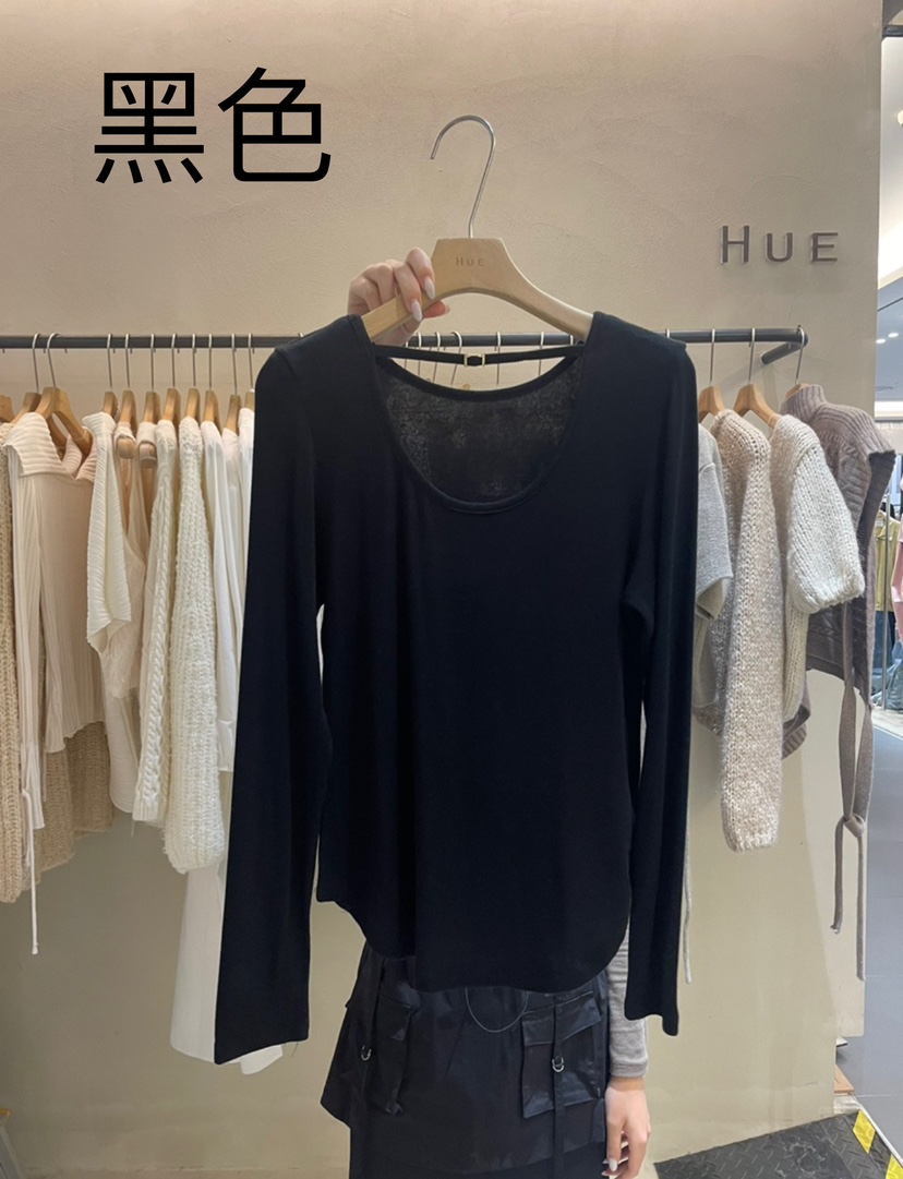 HUE直郵韓國代購女裝新款推薦人氣職業真品時尚24秋冬長袖T恤ERIA/HUE長袖T恤圖色2
