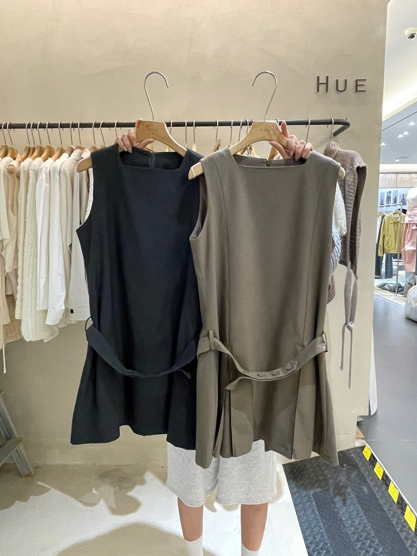 HUE直郵韓國代購女裝新款人氣推薦真品職業休閑連衣裙含腰繩ERIA/HUE連衣裙