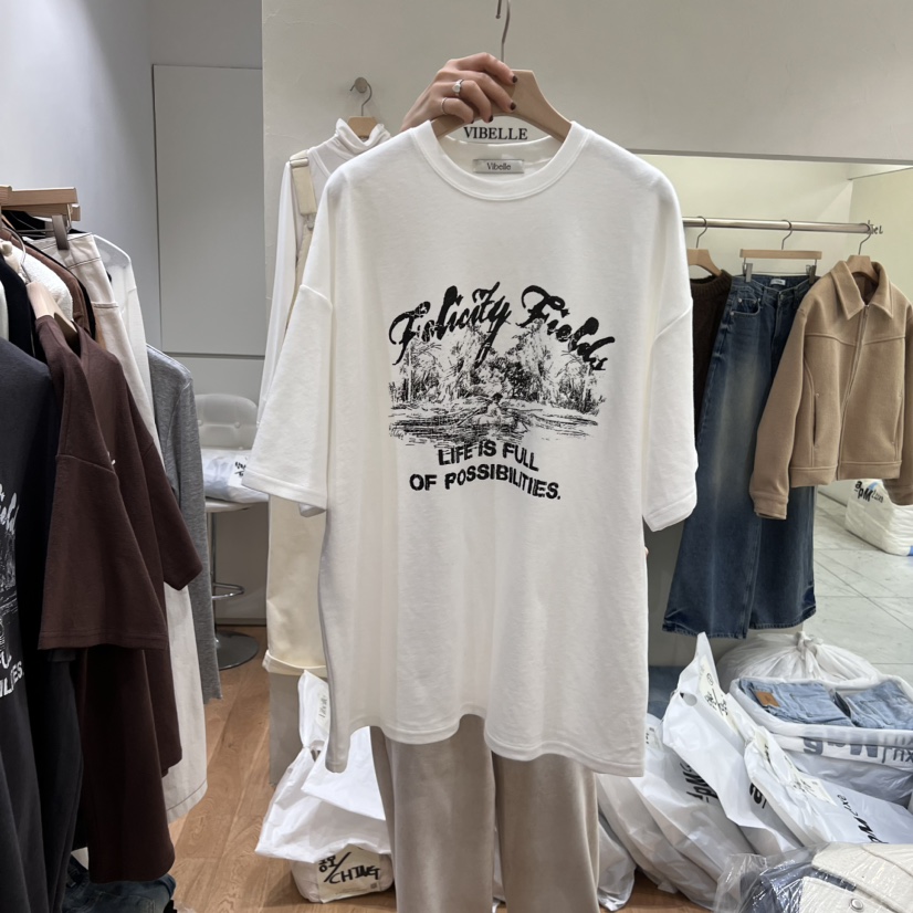 Vibelle韓國直郵女裝新款職業時尚24秋冬真品推薦休閑T恤VIBELLET恤