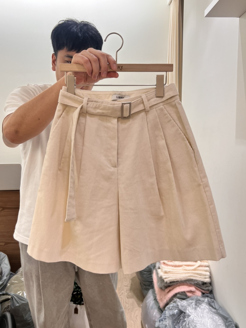 LUBRY直郵韓國代購女裝新品熱賣職業24秋冬休閑短褲含腰帶NOPROBLEM短褲圖色2