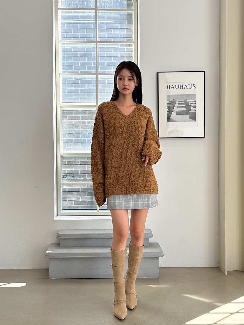 HARZI直郵韓國代購女裝新品休閑時尚熱賣24秋冬針織衫V領羊毛HARZI針織衫