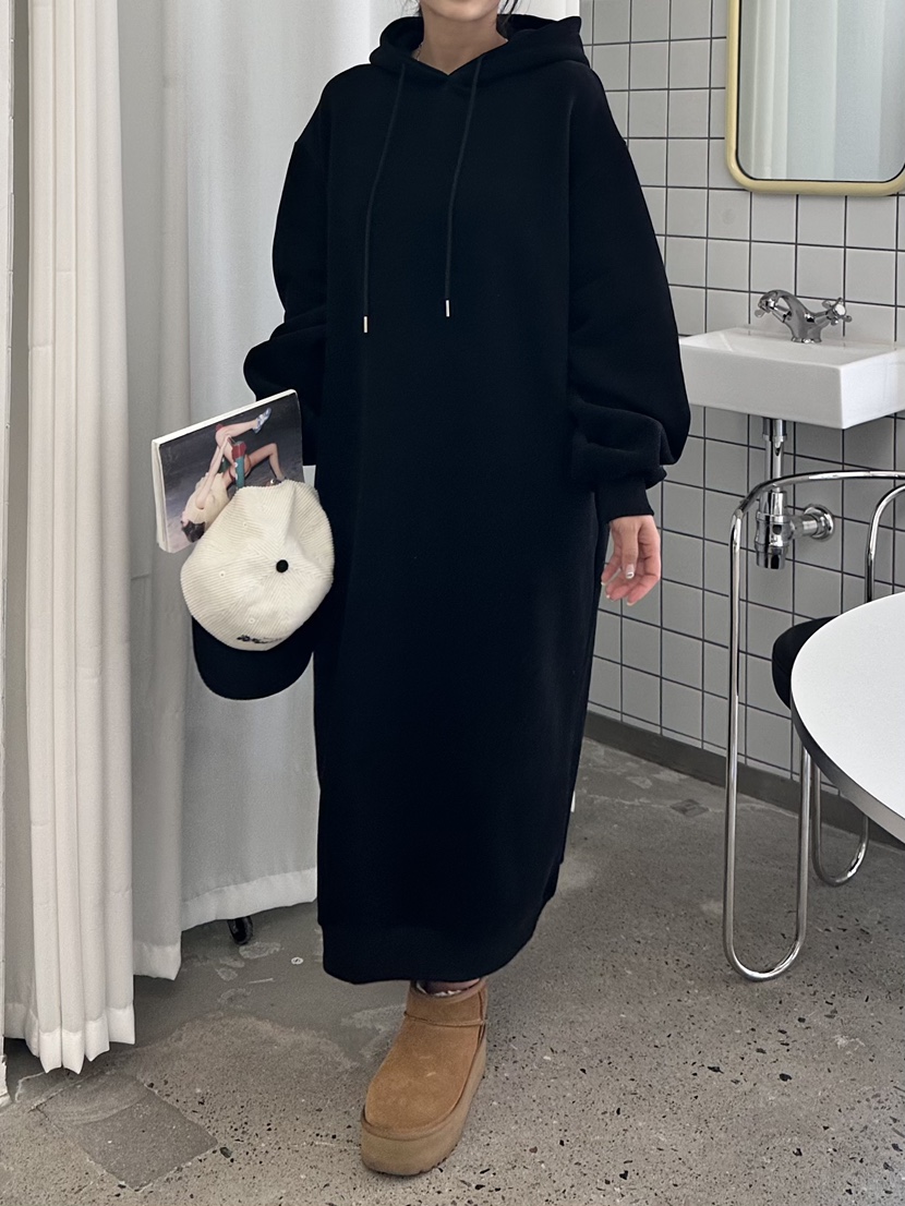 GLAM MOCHA韓國直郵東大門實拍女裝新款職業24秋冬連衣裙兜帽SIERRA連衣裙
