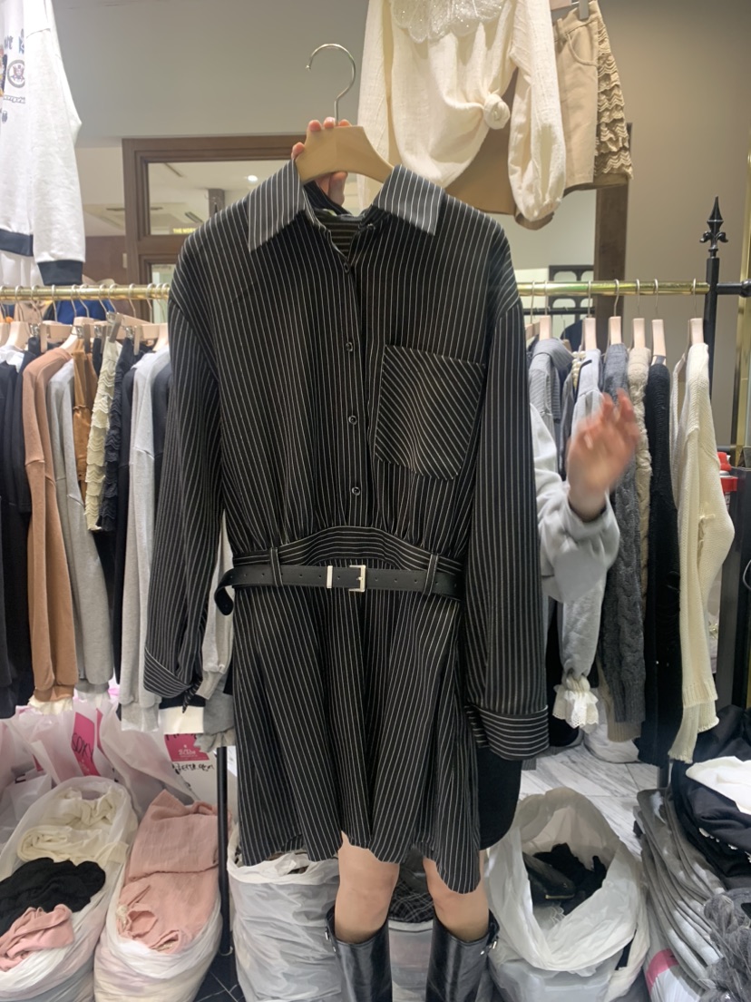 BE&be韓國直郵東大門實拍女裝新品熱賣真品休閑連衣裙含腰帶BE&be連衣裙圖色2