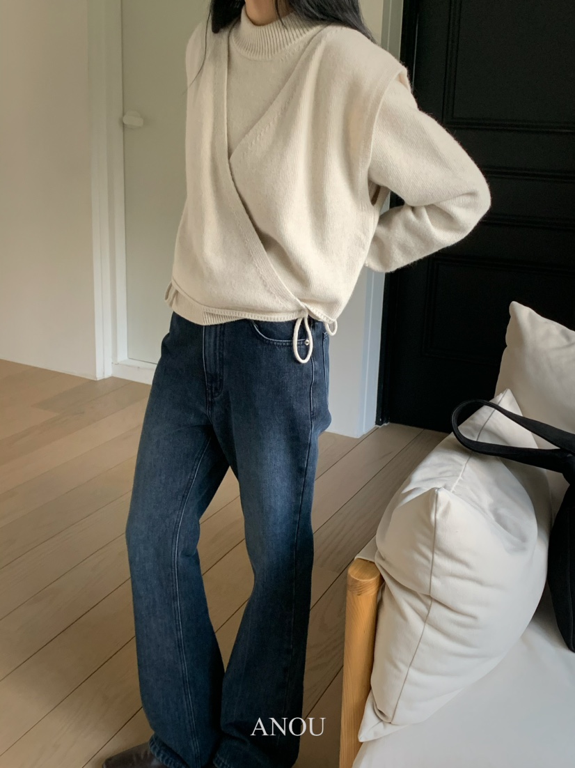 ANOU韓國直郵女裝新款推薦熱賣時尚職業真品24秋冬牛仔褲拉絨ANOU牛仔褲