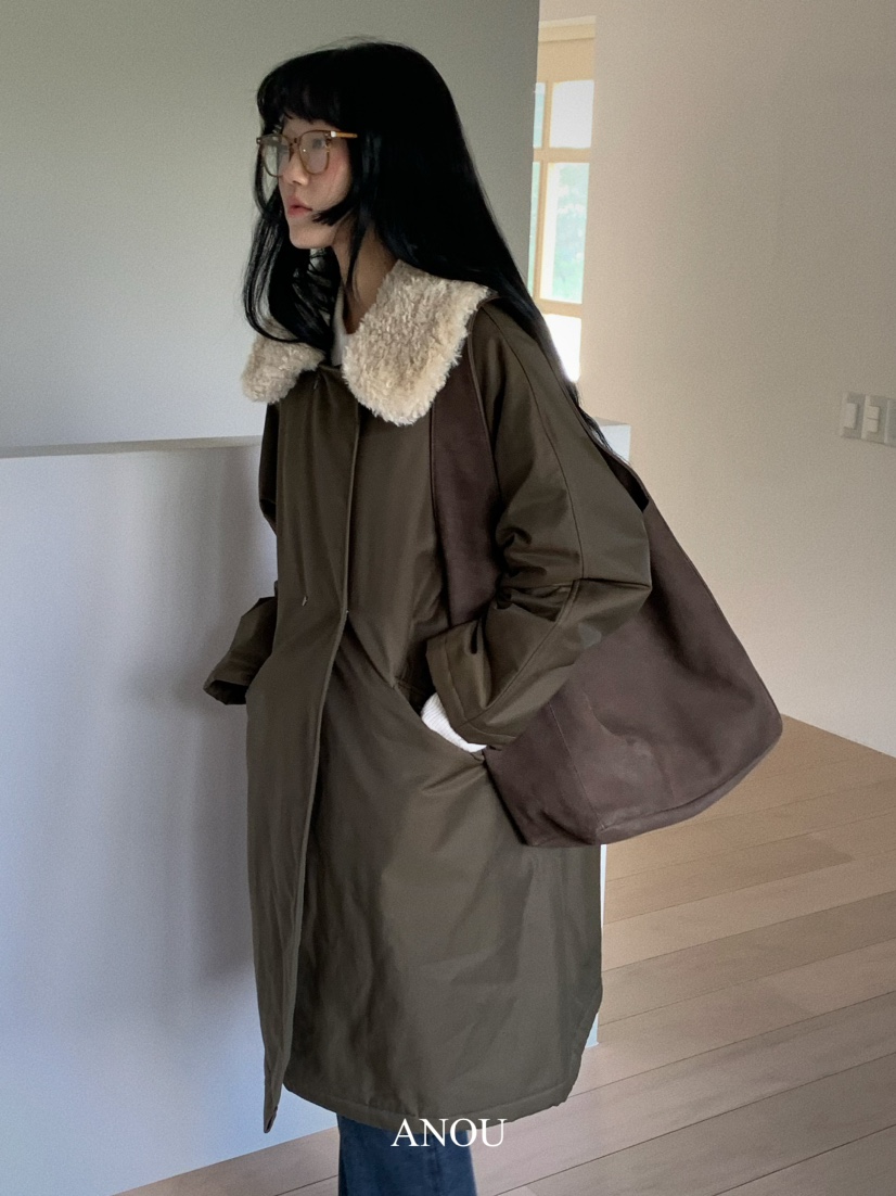 ANOU韓國直郵女裝新款推薦休閑人氣熱賣真品職業長款棉服填充ANOU長款棉服