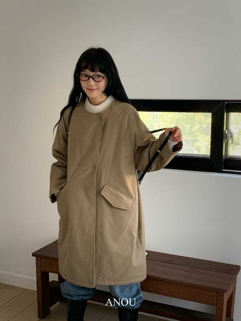 ANOU韓國直郵女裝新款推薦休閑人氣熱賣真品職業長款棉服填充ANOU長款棉服