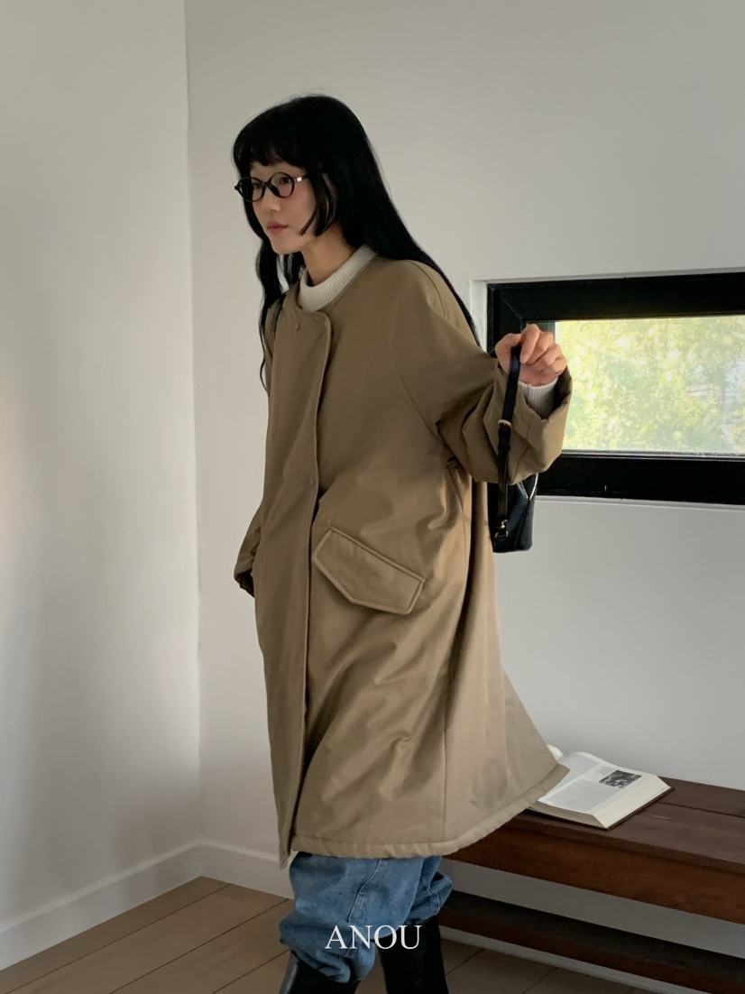 ANOU韓國直郵女裝新款推薦休閑人氣熱賣真品職業長款棉服填充ANOU長款棉服