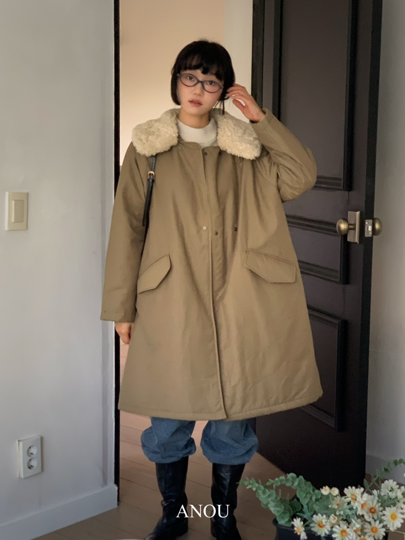 ANOU韓國直郵女裝新款推薦休閑人氣熱賣真品職業長款棉服填充ANOU長款棉服