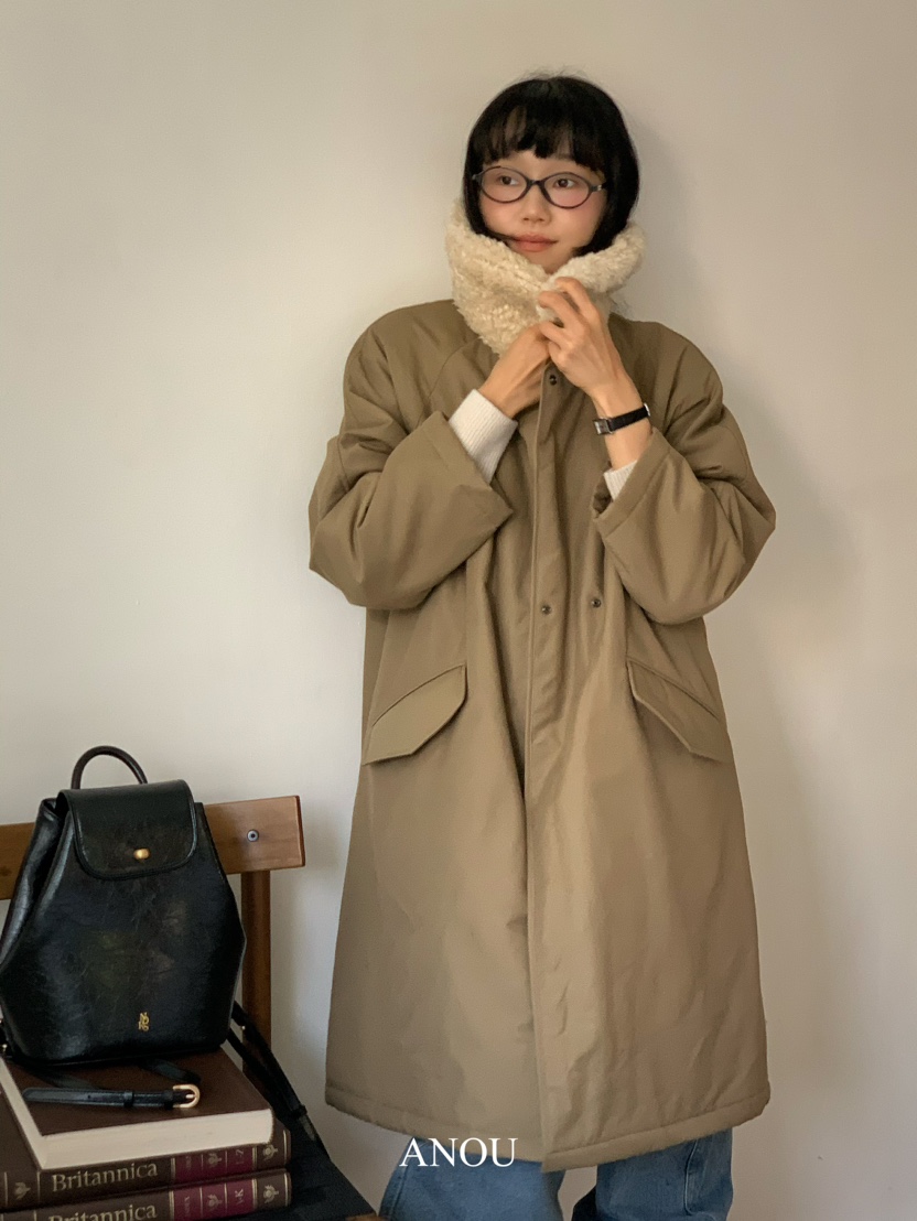 ANOU韓國直郵女裝新款推薦休閑人氣熱賣真品職業長款棉服填充ANOU長款棉服