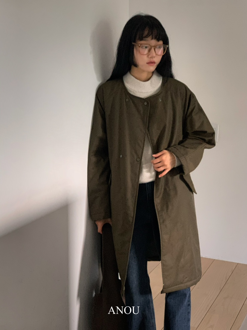 ANOU韓國直郵女裝新款推薦休閑人氣熱賣真品職業長款棉服填充ANOU長款棉服