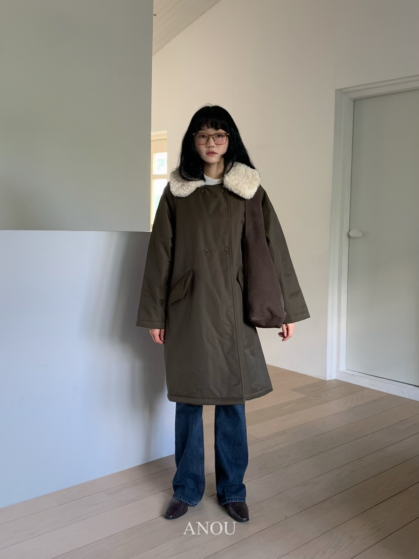 ANOU韓國直郵女裝新款推薦休閑人氣熱賣真品職業長款棉服填充ANOU長款棉服