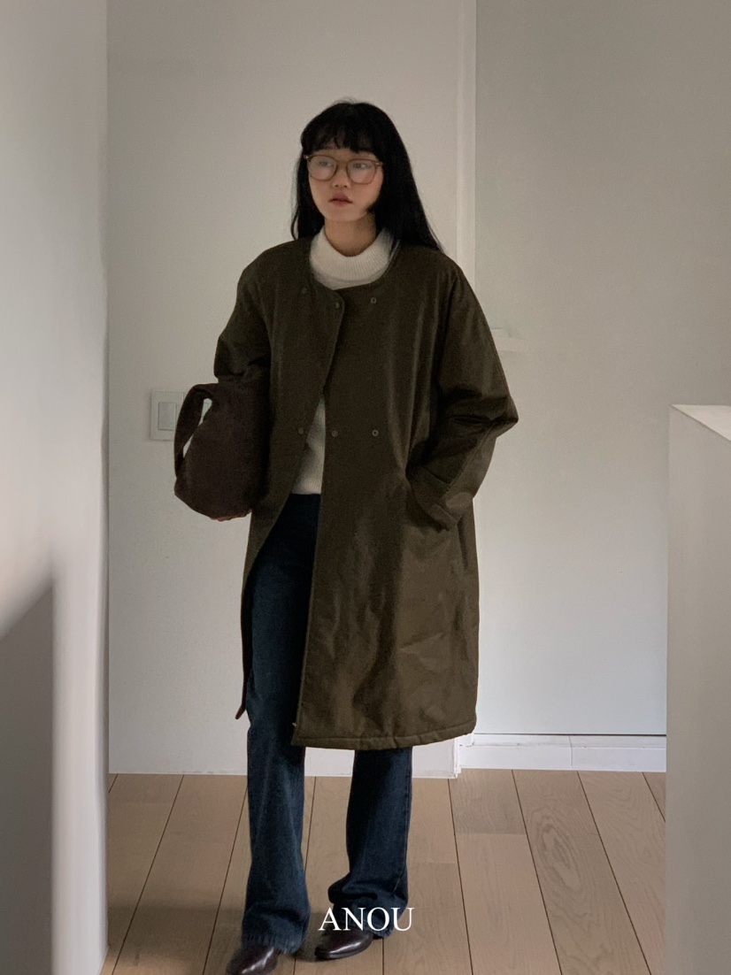 ANOU韓國直郵女裝新款推薦休閑人氣熱賣真品職業長款棉服填充ANOU長款棉服