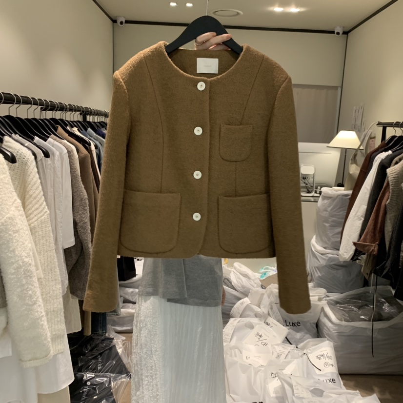 RE STOCK韓國直郵東大門實拍女裝新品熱賣休閑夾克口袋花呢RE STOCK夾克圖色2
