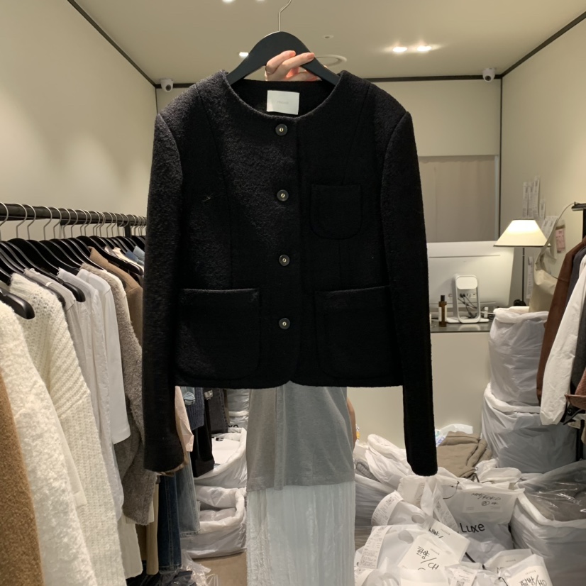 RE STOCK韓國直郵東大門實拍女裝新品熱賣休閑夾克口袋花呢RE STOCK夾克圖色3