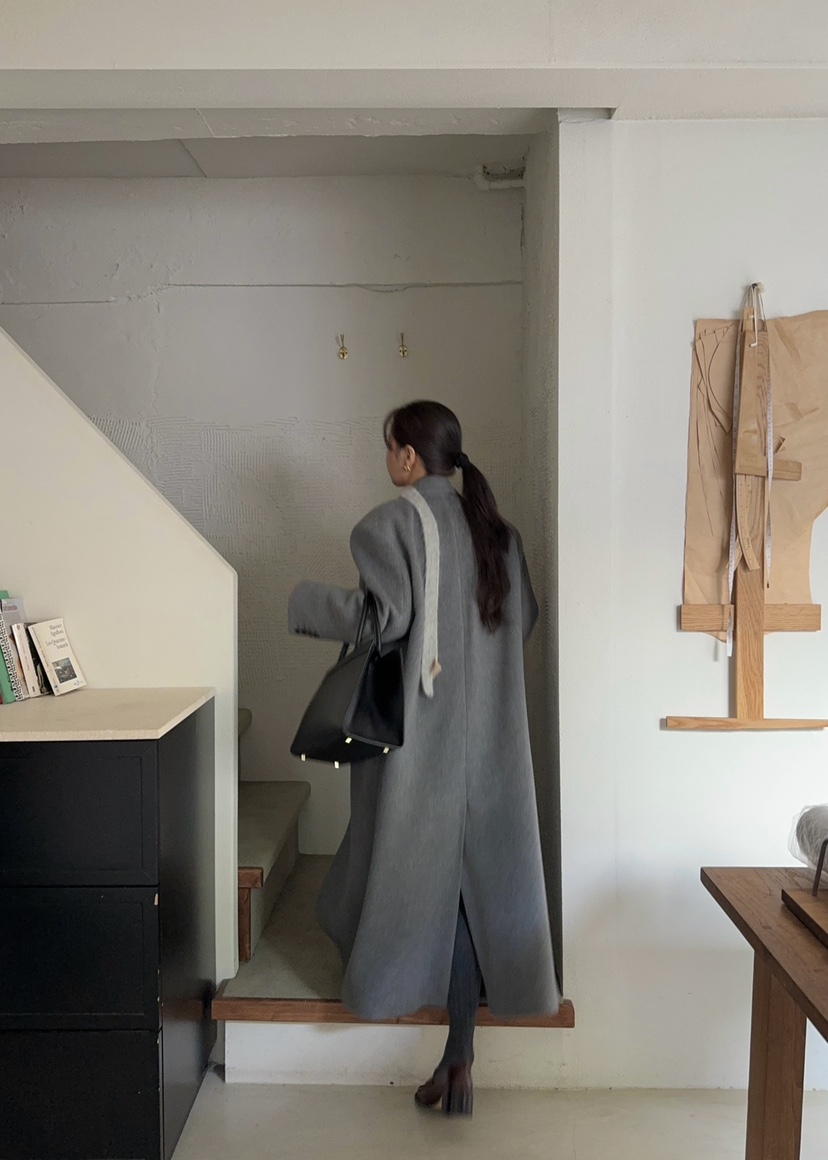 OUPPT韓國直郵東大門代購女裝新款推薦休閑職業時尚中長款大衣OUPPT中長款大衣