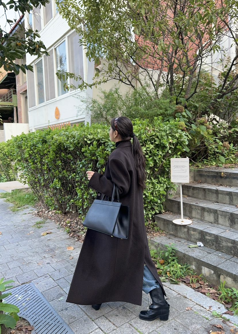 OUPPT韓國直郵東大門代購女裝新款推薦休閑職業時尚中長款大衣OUPPT中長款大衣