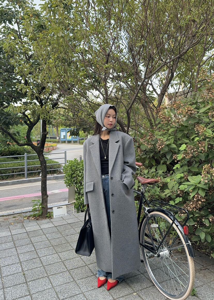 OUPPT韓國直郵東大門代購女裝新款推薦休閑職業時尚中長款大衣OUPPT中長款大衣