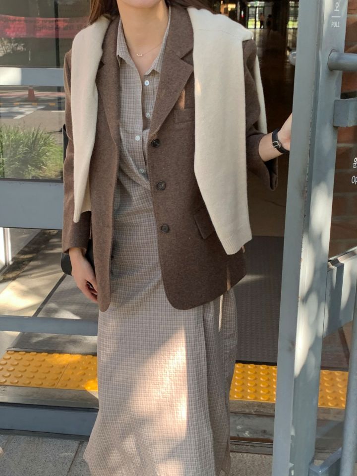 LA MUETTE/JAMIESTONE直郵韓國代購女裝新款熱賣連衣裙格紋羅紋FLAT GARDEN/LA MUETTE/JAMIESTONE連衣裙