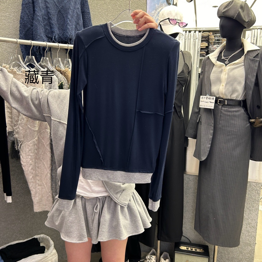 EXIT韓國直郵東大門代購女裝新款24秋冬熱賣真品職業長袖T恤EXIT長袖T恤圖色2