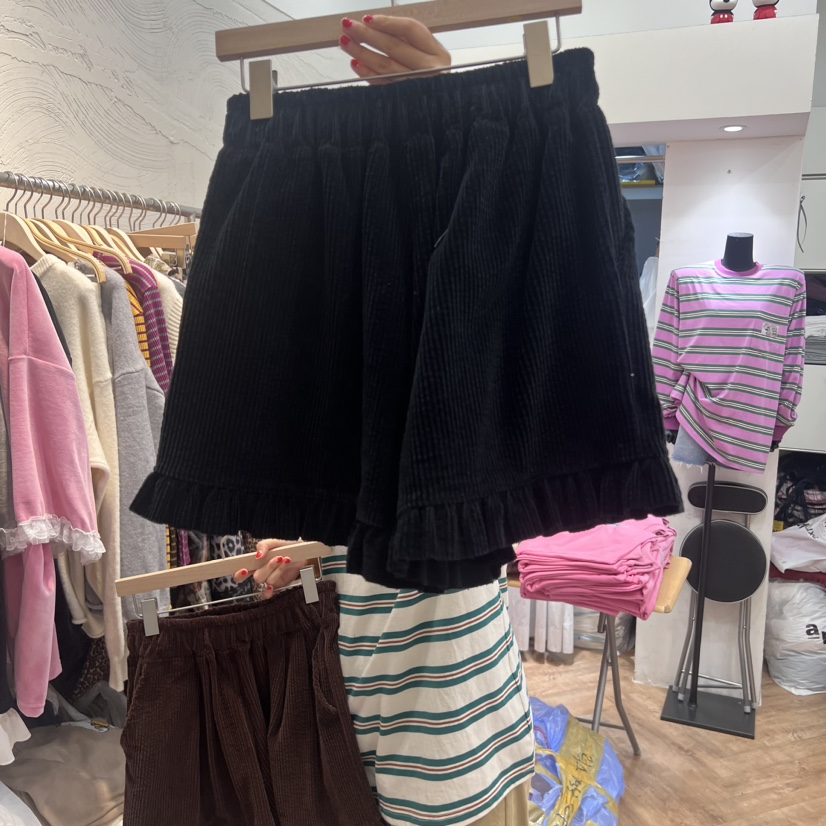 DE LINE韓國直郵東大門實拍女裝新品休閑熱賣人氣24秋冬短褲DE LINE短褲