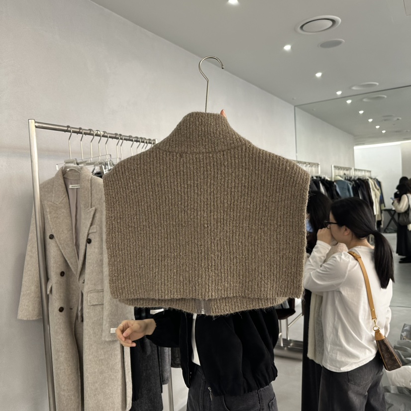 MAISONSTAFF/LE SMOKING韓國直郵東大門代購女裝新品休閑假領拉鏈MAISONSTAFF/DOUBLE STANDARD假領
