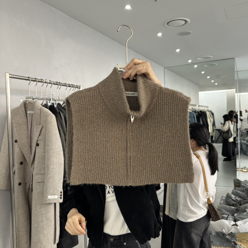 MAISONSTAFF/LE SMOKING韓國直郵東大門代購女裝新品休閑假領拉鏈MAISONSTAFF/DOUBLE STANDARD假領