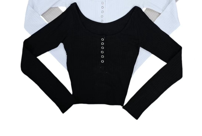 LIP STICK直郵韓國代購女裝新款24秋冬時尚人氣長袖T恤羅紋LIP STICK長袖T恤圖色2