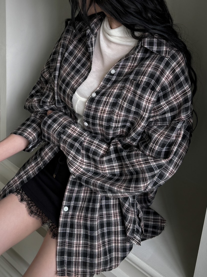 INSSENSE-A韓國直郵東大門實拍女裝新款人氣襯衫蕾絲衫格紋INSSENSE-A襯衫/蕾絲衫