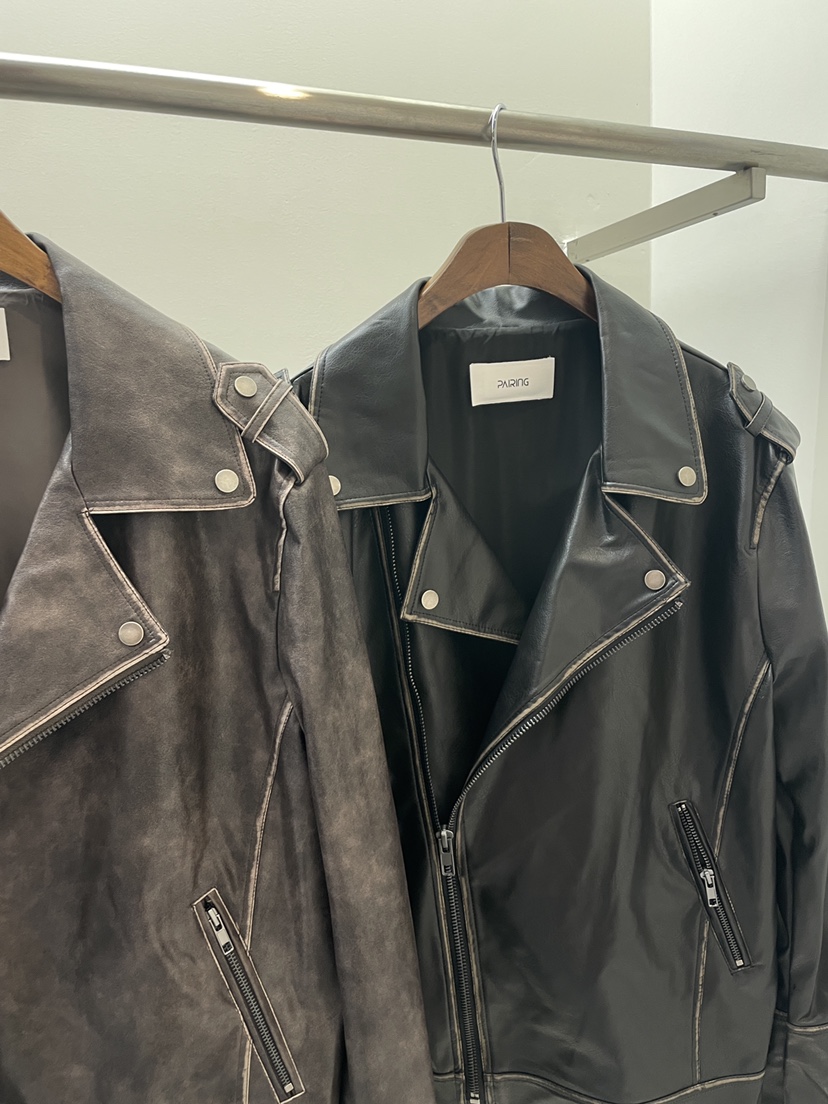 PAIRING韓國直郵東大門代購女裝新品熱賣職業時尚24秋冬皮衣PAIRING皮衣