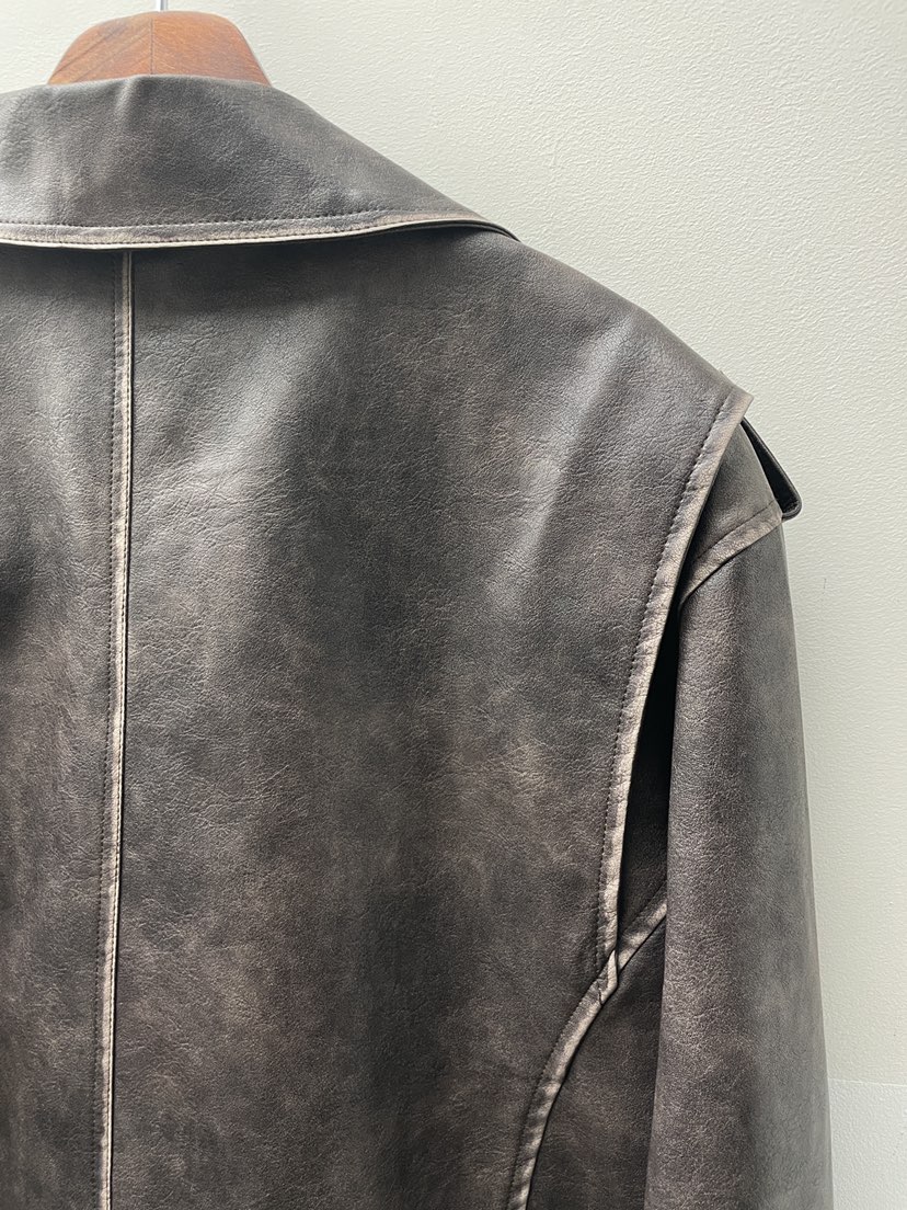 PAIRING韓國直郵東大門代購女裝新品熱賣職業時尚24秋冬皮衣PAIRING皮衣