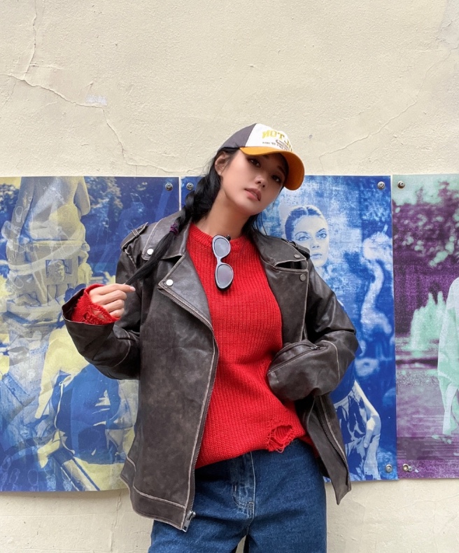 PAIRING韓國直郵東大門代購女裝新品熱賣職業時尚24秋冬皮衣PAIRING皮衣