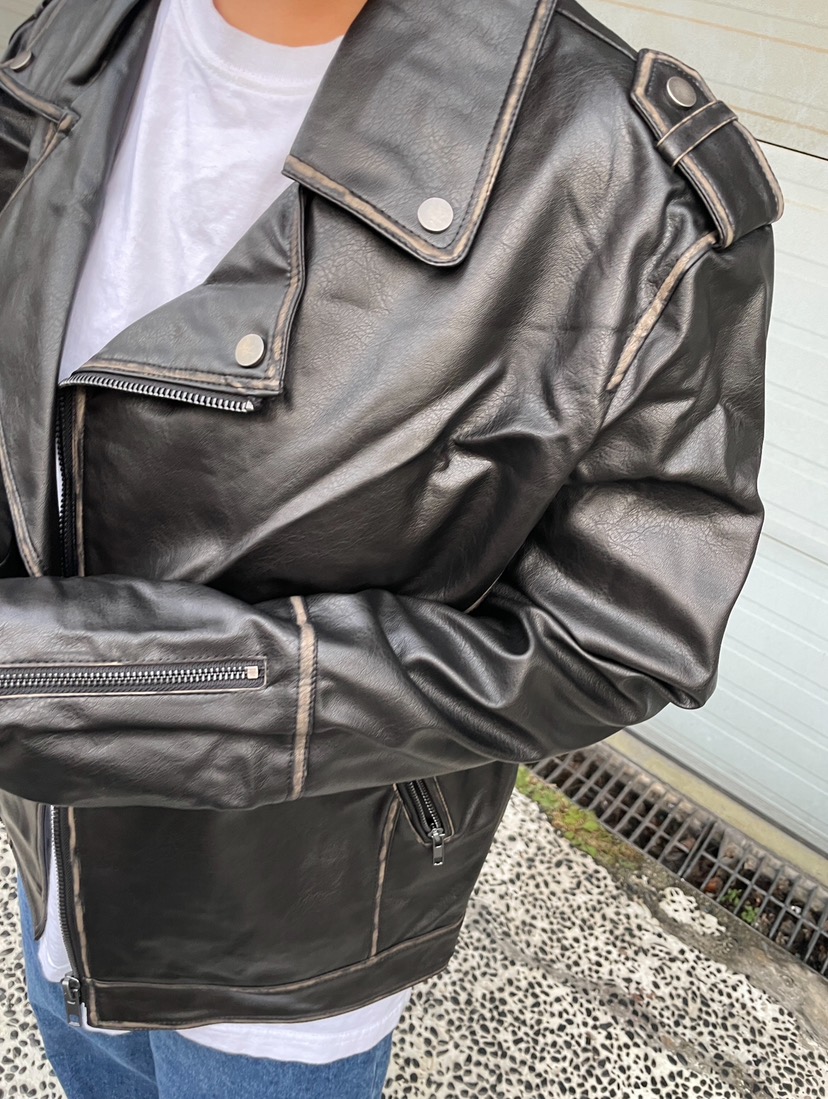 PAIRING韓國直郵東大門代購女裝新品熱賣職業時尚24秋冬皮衣PAIRING皮衣