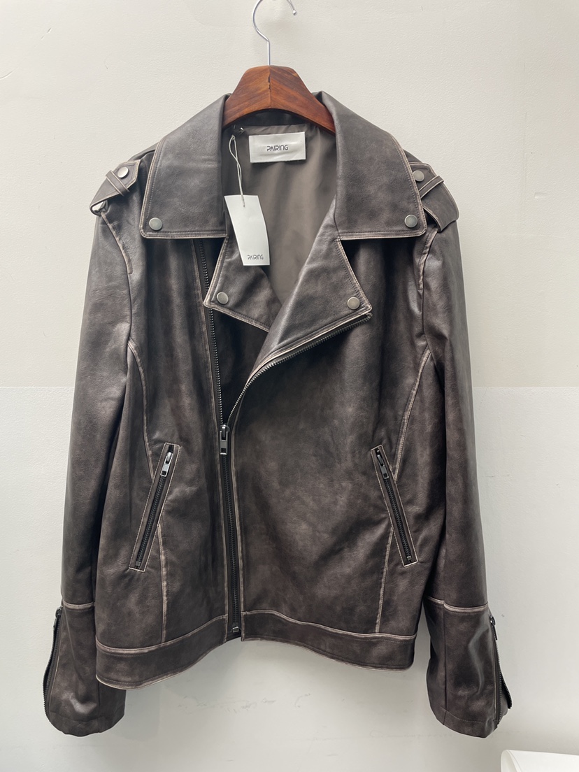 PAIRING韓國直郵東大門代購女裝新品熱賣職業時尚24秋冬皮衣PAIRING皮衣圖色2